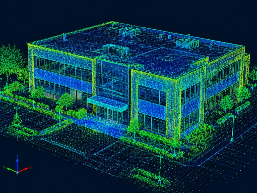 3D mrak bodů z laserového skenování komerční budovy